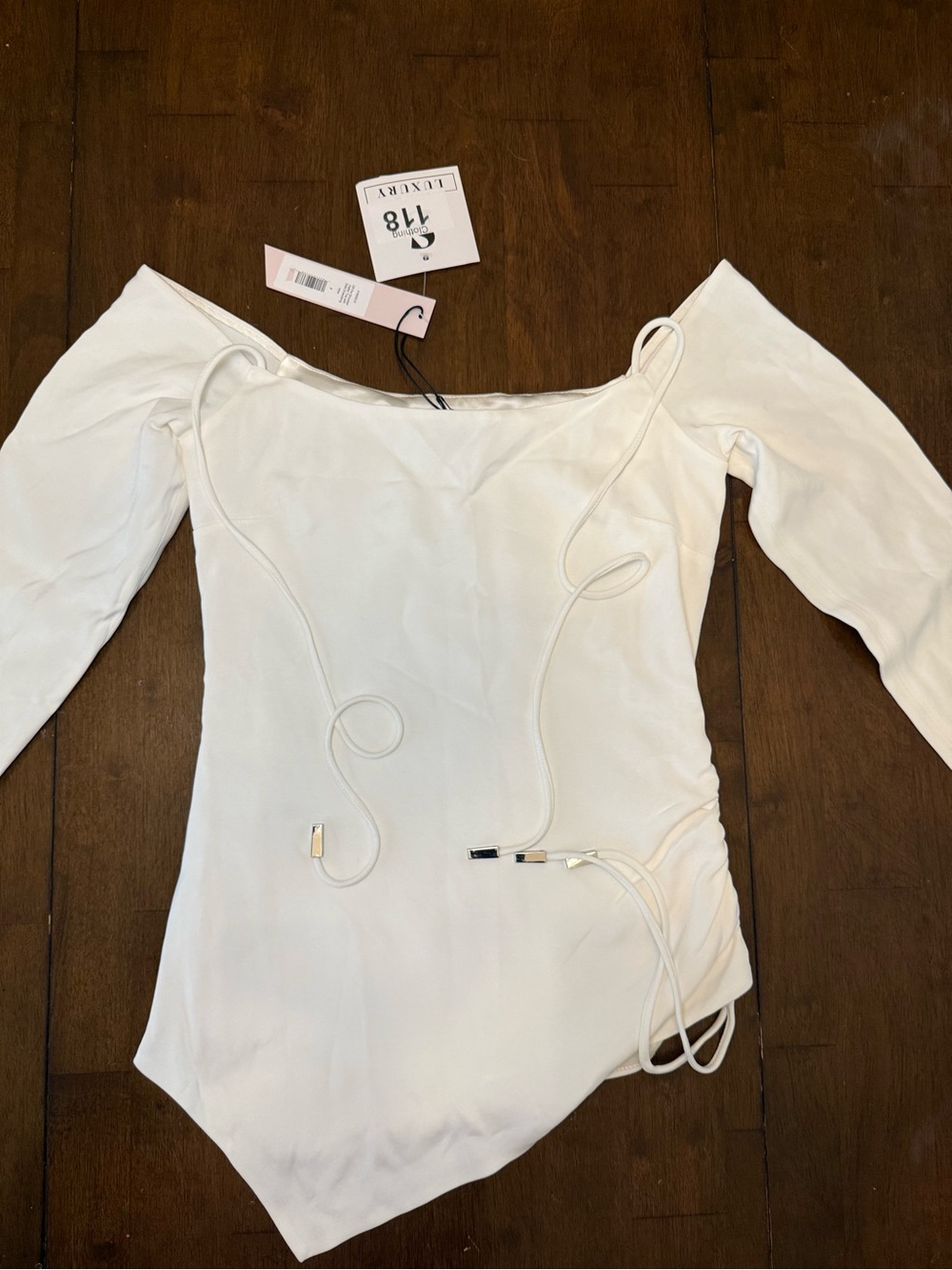 Cushnie Et Ochos size 2 White Off-Shoulder Long Sleeve retail $707